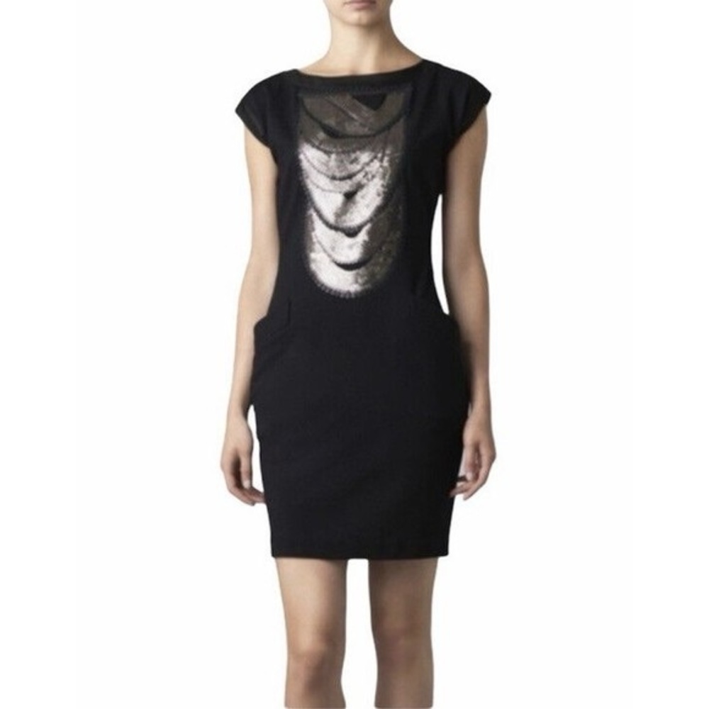 Ted Baker Black and Gold Sequin Dress With Pockets